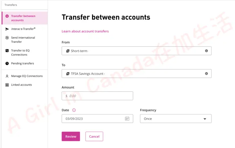 EQ Bank轉帳-TFSA